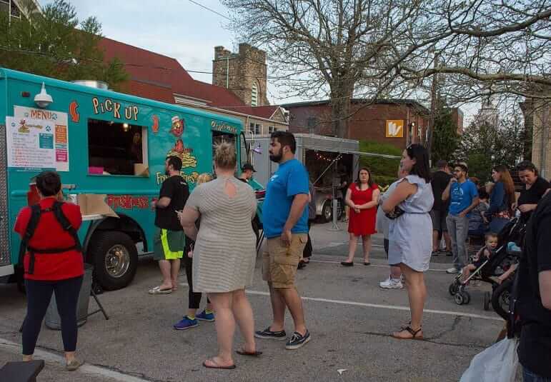 [CREDIT: Mary Carlos] Crowds indulged in good food during the first 2018 Food Truck Night at Warwick City Hall Thursday.