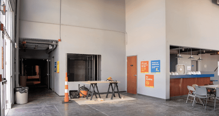 [CREDIT: Peter Goldberg] Construction under way in the lobby at 1245 Jefferson Blvd., soon the new home of The Gamm Theatre.