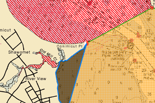 [CREDIT: RI DEM] The RI DEM has all closed shellfishing in all waters west of a line extending from the DEM range marker on Conimicut Point in the north to the extension of Ogden Avenue in the Highland Beach area of Warwick in the south. The closure is in response to a sewage leak into Buckeye Brook Aug. 26.