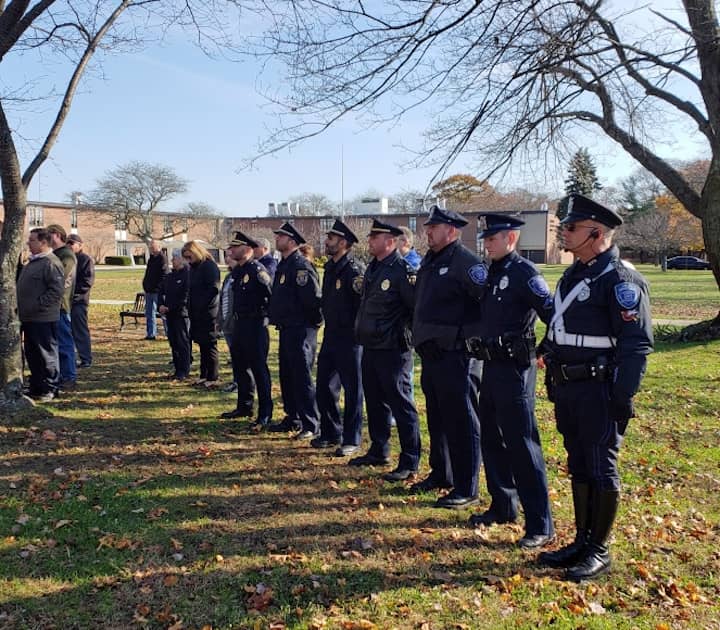 [CREDIT: Courtesy Kim Wineman] [CREDIT: Courtesy Kim Wineman] The Warwick Police honor guard paid their respects during Veterans Day ceremonies Monday at Warwick Veterans Memorial Park. 