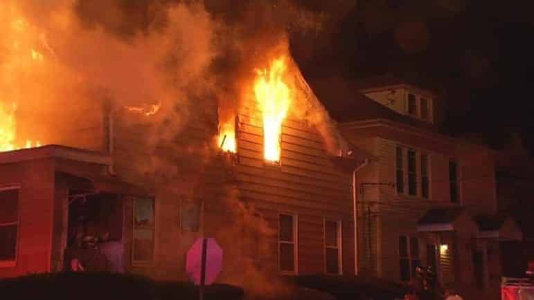 [CREDIT: Warwick Fire Department] Warwick Fire's C Platoon assisted West Warwick, responding with several other departments to a house fire on Curson Street Friday night.