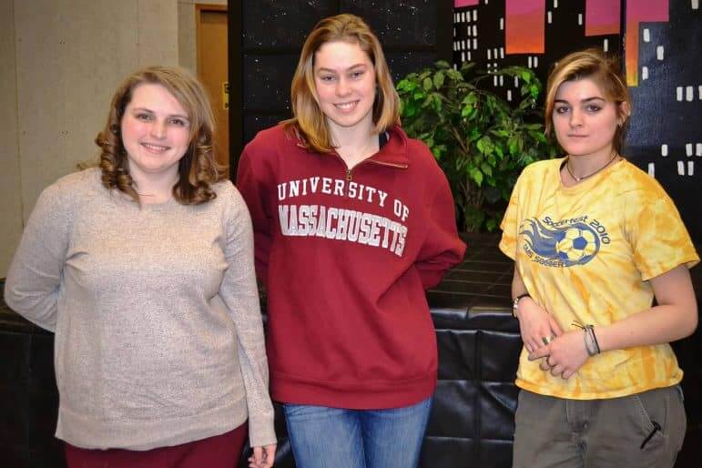 [CREDIT: CCRI] Courtney Cassidy of Tiverton (from left), Madison Ritchey of Portsmouth and Julia Egan of Cranston play Babe, Lenny and Meg Magrath in the CCRI Players’ production of “Crimes of the Heart.”