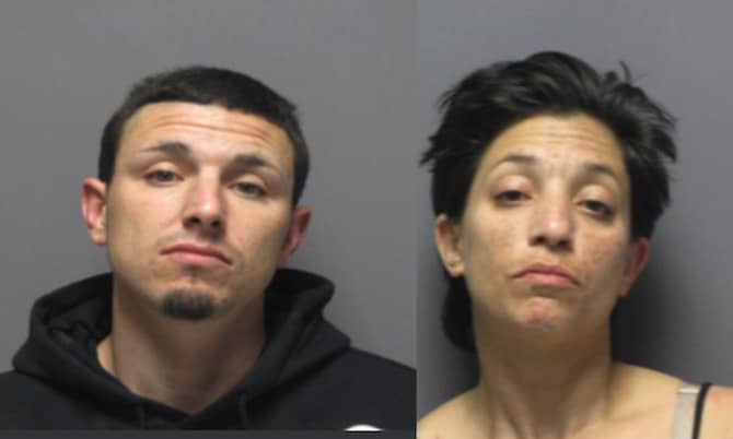 [CREDIT: CPD] Patricia and Matthew Chivers led Cranston Police on a multi-town chase before crashing in East Greenwich, where they were arrested Thursday morning, May 30, 2019.