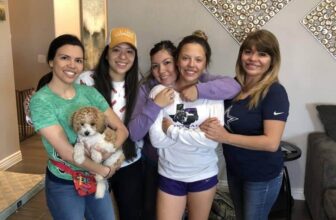 [CREDIT: Amanda Harrison] Amanda's birth family, from left, Priscilla, 32, Amanda, 26, Laura, 31, Victoria, 17, and Julia, their mom. The four were recently reunited through genetic test results.