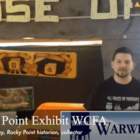 [CREDIT: Rob Borkowski] Sean McCarthy, Rocky Point collector and historian, shows off the Remembering Rocky Point! exhibit at the Warwick Center for the Arts.
