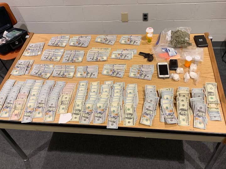 [CREDIT: WPD] Warwick and Newport Police raided 10 Althea Road Wednesday, May 8, 2019, seizing a stolen gun, and several amphetamine, oxycodone and Tapentadol pills, cocaine, marijuana, and suboxone.