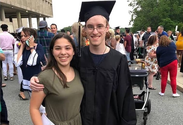 [Kim Wineman] Mason Yankee outside CCRI following Pilgrim High's 2019 graduation ceremony.