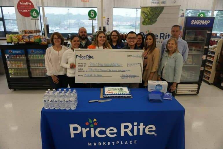 Pictured at Price Rite Marketplace of Warwick, from left to right: Cheryl Powers, Desiree Franki, Joe Amorim, Nicole DiPalma, Daryl Woolsey, Tou Yang, Karla Rosales, Estefania Botelho, William Devin and Lisa Roth-Blackman. The local store raised $17,000 for the RI Food Bank.