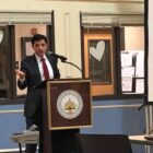 [CREDIT:EastGreenwich News] Mike D’Amico during a recent East Greenwich Town Council budget presentation.