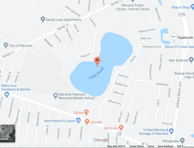[CREDIT: Google] State officials have found toxic blue-green algae in Little Pond, and advice avoiding contact with the water - pets included.