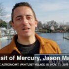 [CREDIT: Rob Borkowski] Jason Major set up his telescope in Pawtuxet Village Nov. 11, 2019 to give people a view of the Transit of Mercury.