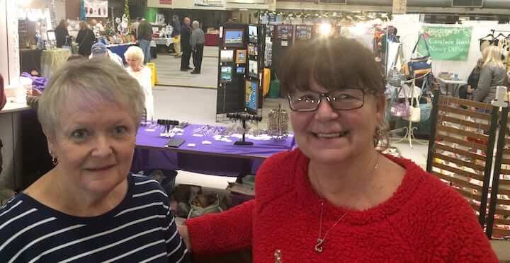 [CREDIT: Rob Borkowski] From left, Mary Larson, coordinator at the Ocean State Crafter's Small Business Saturday event at CCRI, and Susan Keenan, president of the Ocean State Crafters, at CCRI during Small Business Saturday.