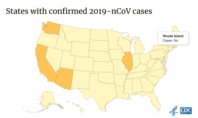 [CREDIT: CDC] The new coronavirus has been detected in California, Washington State, Arizona and Illinois. Only five cases had been reported as of Jan. 27, 2019.