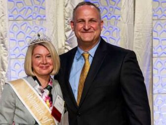 [CREDIT: Richard Kizirian Photography] From left, Ellen Slattery, Owner, Gracie’s Ventures; and Christopher Tarro, Chairman, RI Hospitality Association.