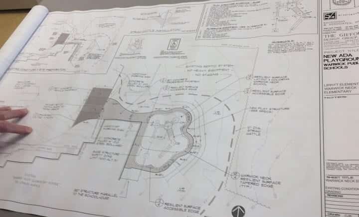 CREDIT: Rob Borkowski] A blueprint of planned improvements at Warwick Neck Elementary School. The plan is part of Warwick Schools district-wide overhaul of playgrounds starting in the spring.