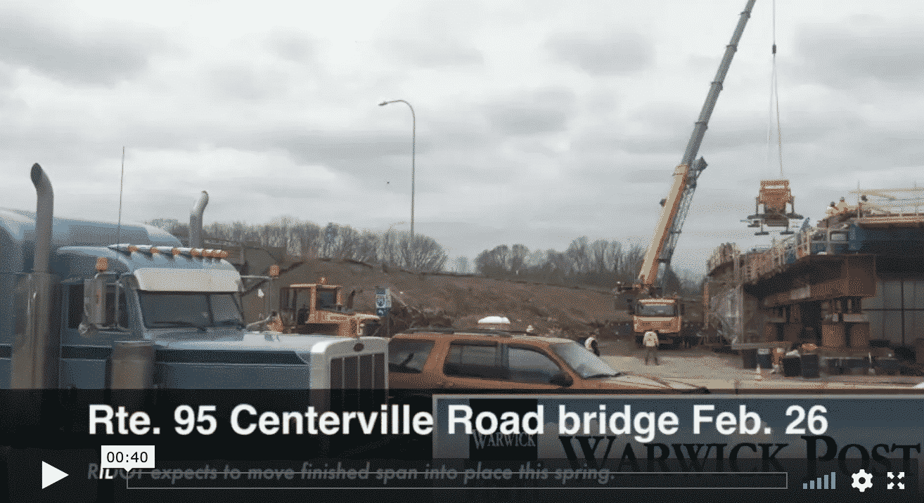 [CREDIT: Rob Borkowski] About 12 people worked atop the new Centerville Road bridge for Rte.95, where a North American Crane and Rigging crane moved a large cement finisher.