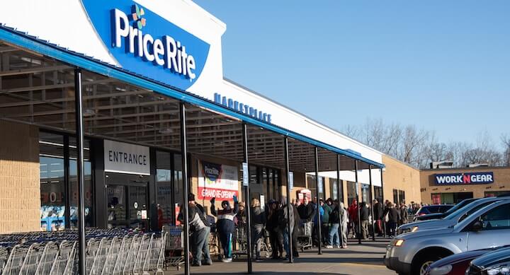 [CREDIT: Price Rite] Customers line up outside the Warwick Price Rite Feb. 28 to experience the remodeled store.