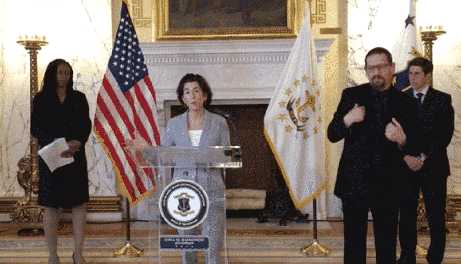 Gov. Gina Raimondo held a press conference March 31, announcing four new COVID-19 deaths and closing state parks and beaches.