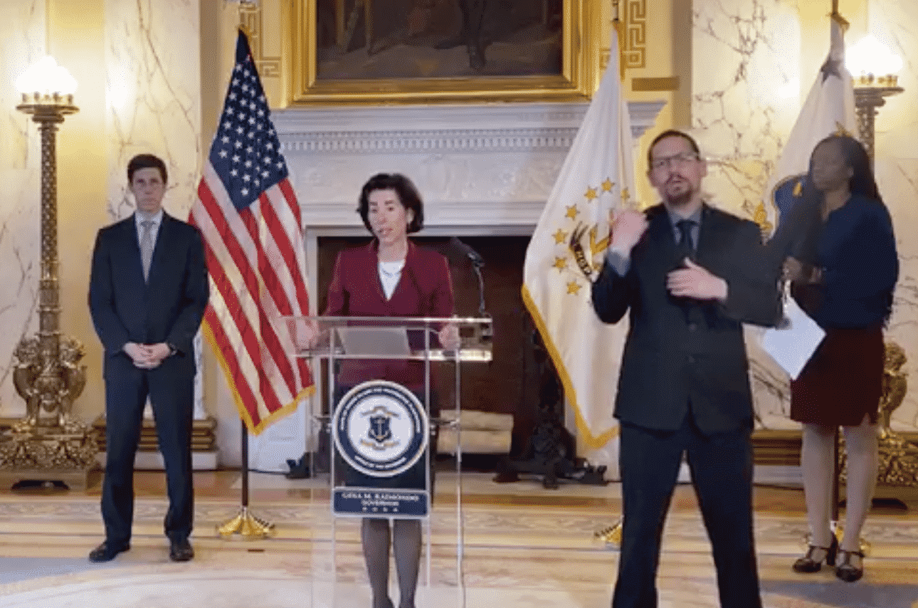 Gov. Gina Raimondo held a press conference March 23 updating the public about steps taken to limit spread of COVID-19.