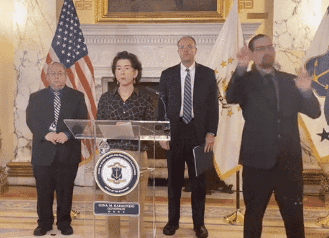 Gov. Gina Raimondo held a press conference March 29, announcing a third COVID-19 death , urging Rhode Islanders to follow an order to limit physical interaction with the same five people during the outbreak.