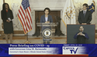 Gov. Gina Raimondo held a press conference April 24, announcing continued efforts to bloster COVID-19 testing in the state.