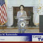 [CREDIT: RIDOH] RI COVID-19 cases slowed this weekend Gov. Ginal Raimondo reported during her May 19 briefing on the outbreak, good news attributed to social distancing and stay-home efforts.