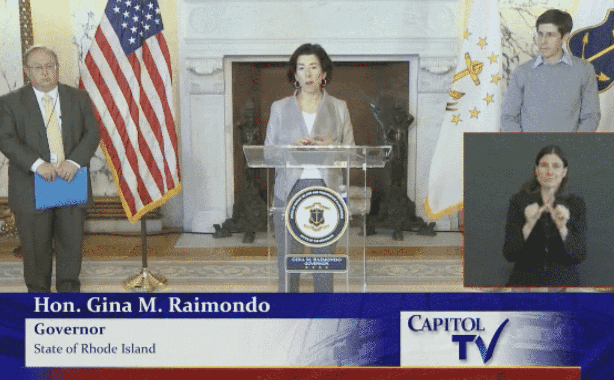 [CREDIT: RIDOH] RI COVID-19 cases slowed this weekend Gov. Ginal Raimondo reported during her May 19 briefing on the outbreak, good news attributed to social distancing and stay-home efforts.