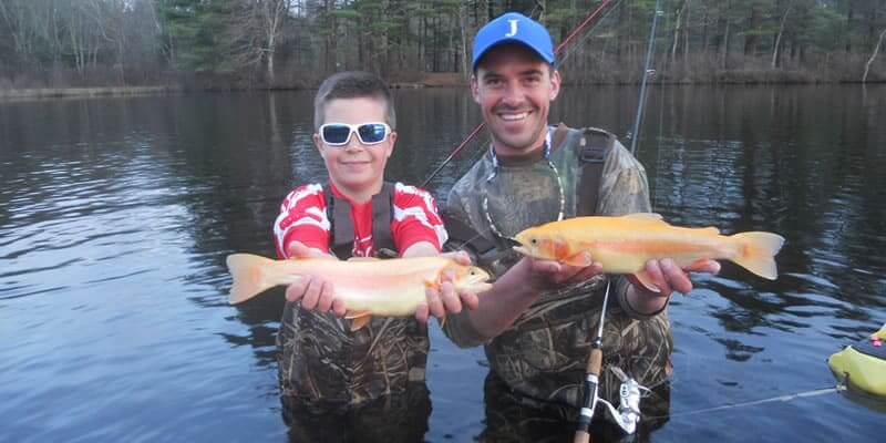[CREDIT:DEM] Trout fishing season opened early April 6 in Rhode Island. DEM has begun a trout season social distancing program this year to prevent COVID-19 spread. This year, the Golden Trout promotion will be extended.  Anglers have until Sept. 1 to send photos to qualify for a golden trout pin.