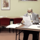 [CREDIT: City of Warwick] From left, Michael D’Amico, finance consultant, and Mayor Joseph J. Solomon search the budget in search of the answer to a budget question May 27 during budget hearings. The night was noteworthy for several questions the Mayor did not answer.