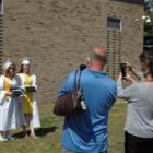 [CREDIT: Rob Borkowski] Pilgrim High 2020 grads Molly Daniels and Sara Corbin pose for pictures after receiving their diplomas June 4, 2020.
