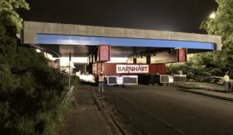 [CREDIT: RIDOT] The Toll Gate Road bridge was moved into place on Rte. 95 Wednesday morning.