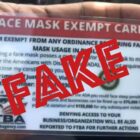 [Original Image via Twitter Screenshot] The DOJ says there is no exemption for mask requirements, and that cards alleging such exemptions are fake.