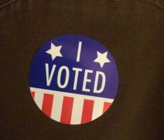 CREDIT: Rob Borkowski] An I Voted sticker from the 2016 Presidential Primary. The deadline to submit a form asking for a mail-in primary ballot is Tuesday, 4 p.m., when your form has to be delivered to thWarwick Board of Canvassers at City Hall.
