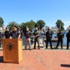 [CREDIT: Mayor Solomon's Office] WPD Col. Rick Rathbun and the WPD Dive Team/ Marine Patrol Unit to announce two DEM donated boats that expand their marine patrol presence.