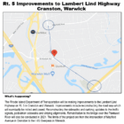 [CREDIT: RIDOT: Lambert Lind-Highway / Rte. 5 will have one south lane closed for utility work ahead of a bridge replacement over the Pawtuxet River there next year.