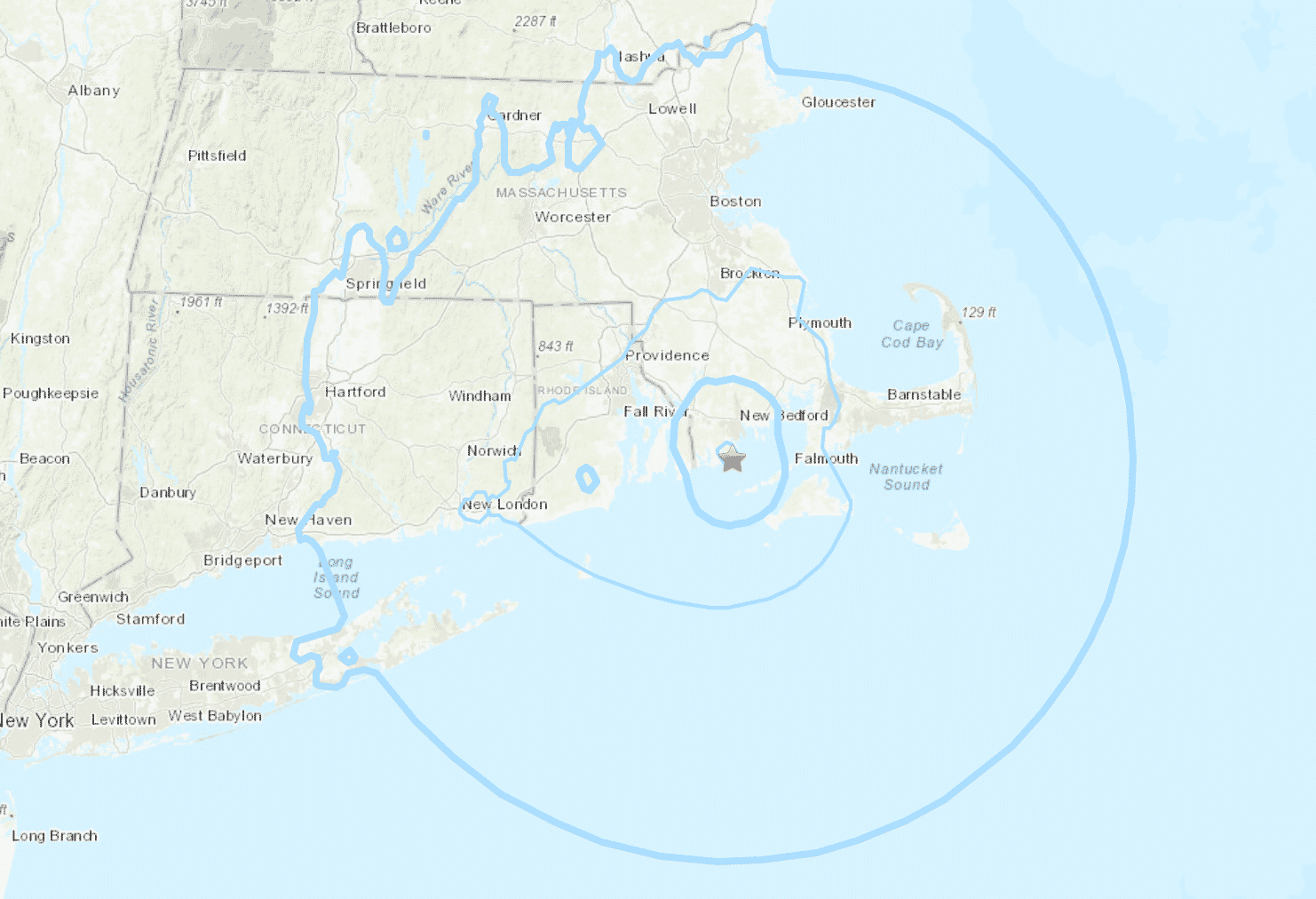 [CREDIT: USGS] A MA 4.0 earthquake shook Rhode Island communities Sunday morning.