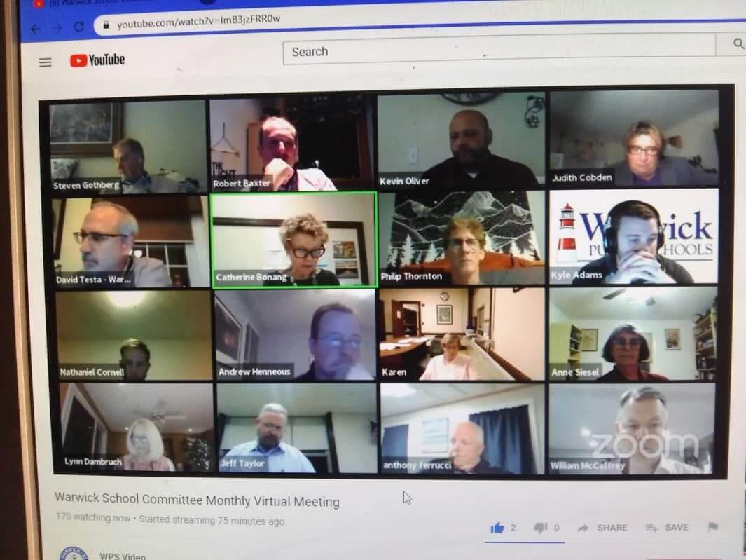 [CREDIT: Warwick School Committee] The Warwick School Committee meeting streamed via zoom on YouTube Nov. 10, 2020.