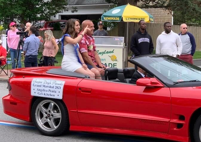 [CREDIT: Rob Borkowski] Angelica Penta, Grand Marshal for the 2021 Gaspee Day Parade, with her husband, Mike Penta.