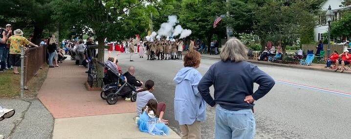 [CREDIT: Rob Borkowski] Musket fire was a regular thrill for spectators during the 2021 Gaspee Day Parade.