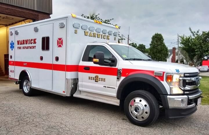 [CREDIT: Lincoln Smith] WFD firefighters new rescue truck, a 2021 Horton.