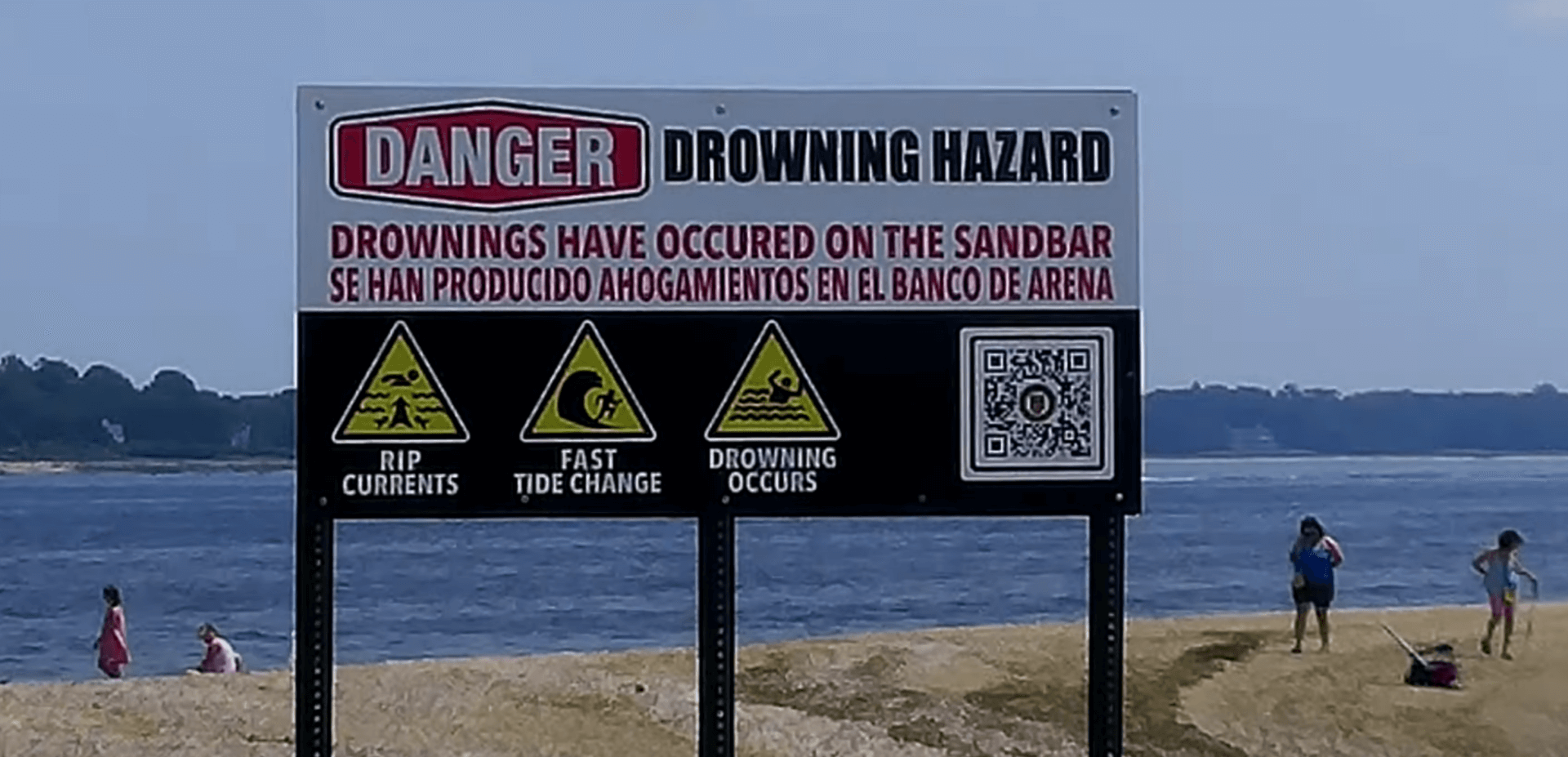 [CREDIT: City of Warwick] Warwick has installed signs warning the public about Conimicut Point drownings.