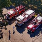 [CREDIT: Lincoln Smith] An aerial view of the Antique Fire Truck Show at the Maasonic Youth Center Sept. 27, 2021.