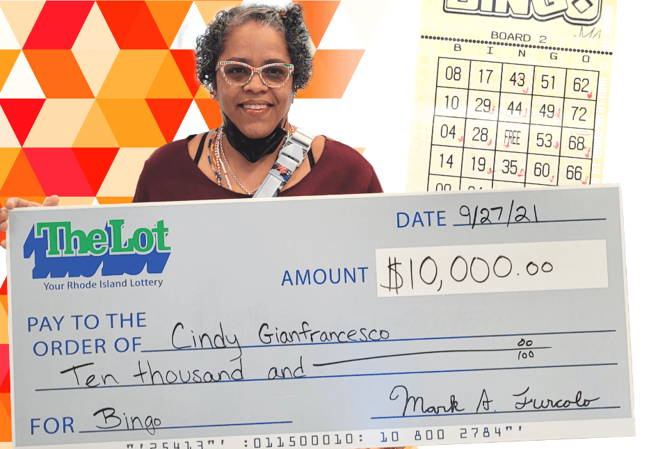 [CREDIT: RI Lottery] Cindy Gianfrancesco of Warwick won $10,000 playing RI Lottery’s Bingo monitor game.