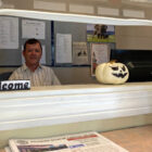 [CREDIT: Rob Borkowski] Stephen Englert, who works the front desk at Pilgrim Senior Center. Englert is the longest serving city employee currently working in Warwick.