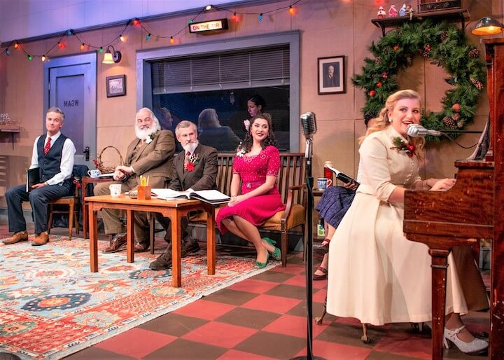 [CREDIT: Peter Goldgerg ] From left, the cast of Gamm Theatre's "It's a Wonderful Life: A Radio Play" Tony Estrella (George Bailey), Fred Sullivan, Jr. (Henry F. Potter/Clarence), Richard Noble (Joseph/Billy Bailey), Helena Tafuri (Violet Bick/Janie Bailey), Emily Turtle (Announcer/Zuzu Bailey)Tony Estrella (George Bailey), Fred Sullivan, Jr. (Henry F. Potter/Clarence), Richard Noble (Joseph/Billy Bailey), Helena Tafuri (Violet Bick/Janie Bailey), Emily Turtle (Announcer/Zuzu Bailey). The play runs through Dec. 24 at the 1245 Jefferson Blvd., Warwick, RI venue. For tickets: call 401-723-4266 or visit gammtheatre.org.