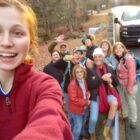 [CREDIT: Courtesy photo] A group selfie of Joseph Mirra, his girlfriend, Karen Jenkins, and the hikers who helped them after Joseph's fall in NH.