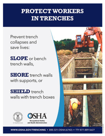 [CREDIT: OSHA] OHSA tips on trench safety. Inspectors at a Warwick excavation found numerous violations, fining two contractors more than $70,000 combined for the unsafe sewer trench.