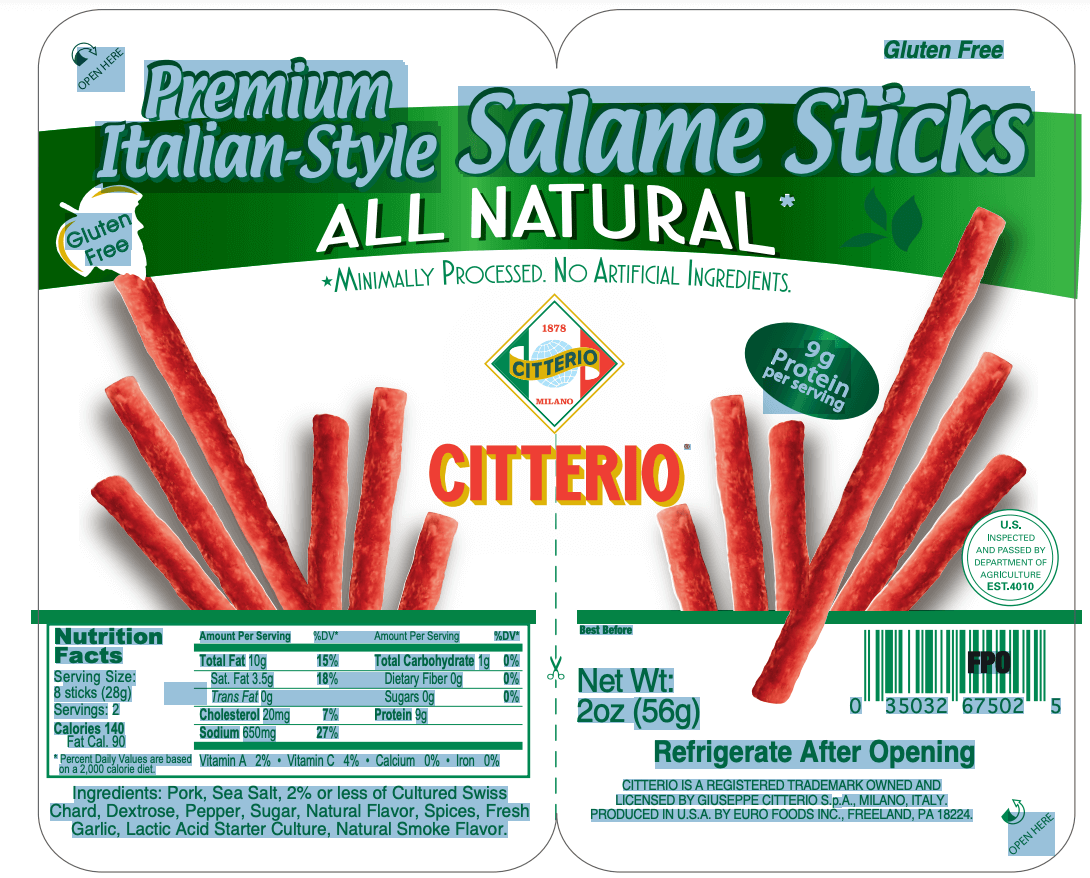 CREDIT: FDA] The RIDOH warns that Citterio Italian-style salame sticks have been recalled for possible salmonella contaminataion.