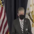 [CREDIT: Gov. McKee's office] Rhode Islanders will need all COVID-19 strategies together to put the pandemic behind us, Gov. McKee said, including masks and vaccinations.