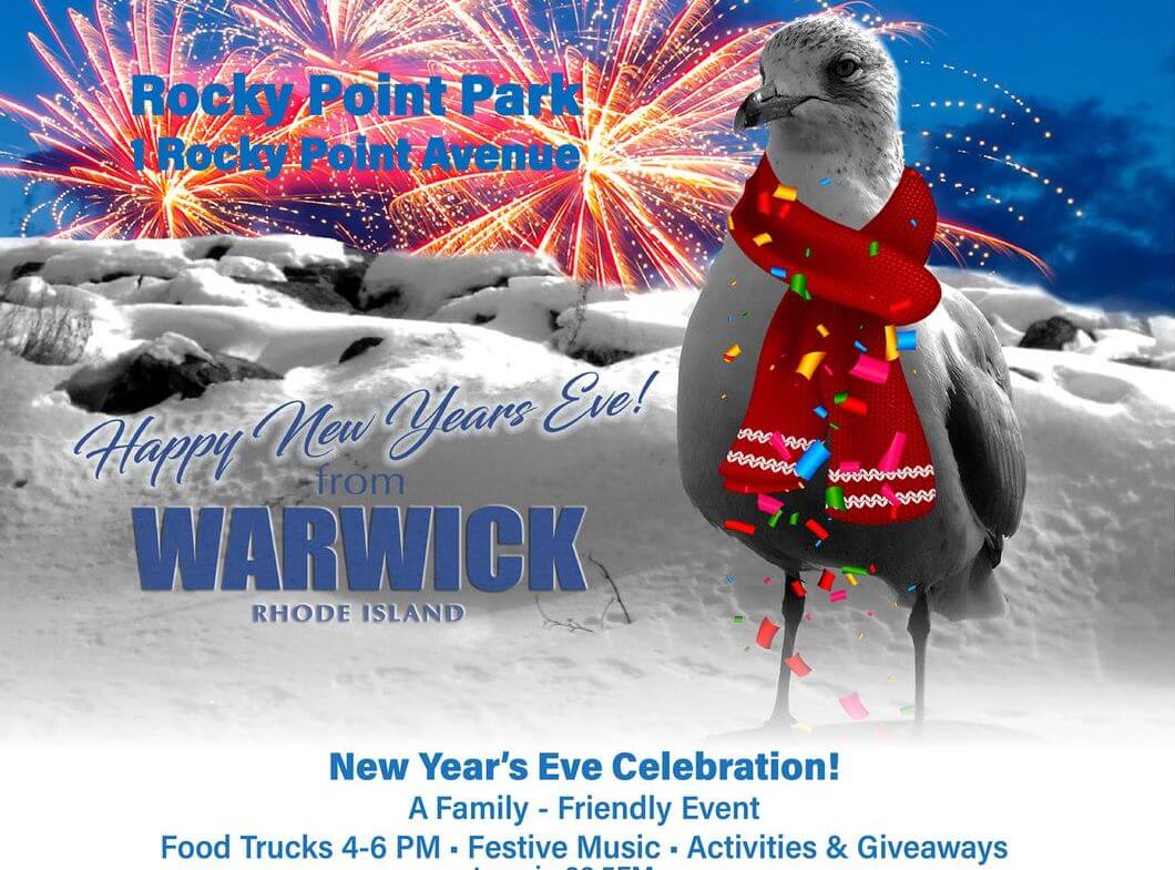 [CREDIT: City of Warwick] Warwick is hosting an outdoor New Year's Eve celebration at Rocky Point Park, with fireworks, music and games.